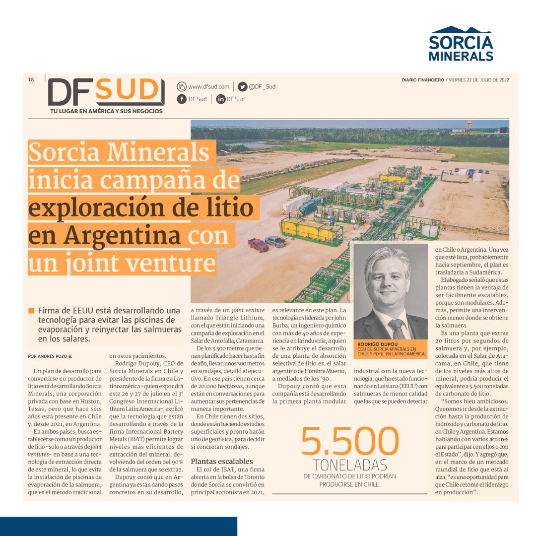 Read more about the article Sorcia Minerals inicia campaña de exploración de litio en Argentina con un joint venture