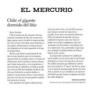 Read more about the article Chile: el gigante dormido del litio