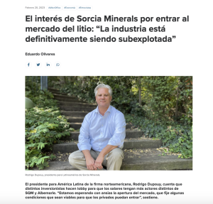 Read more about the article El interés de Sorcia Minerals por entrar al mercado del litio: “La industria está definitivamente siendo subexplotada”
