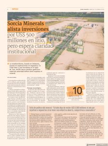 Read more about the article Sorcia Minerals alista inversiones por US$ 500 millones en litio, pero espera claridad institucional