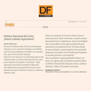 Read more about the article Política Nacional del Litio: ¿hasta cuándo esperamos?