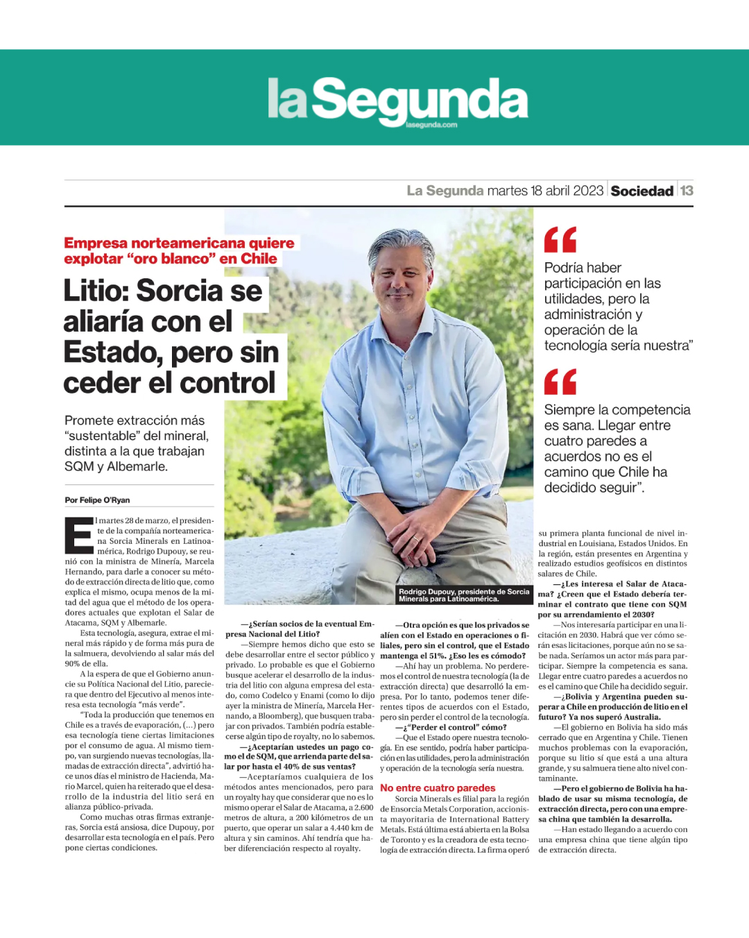 Read more about the article Litio: Sorcia se aliaría con el Estado, pero sin ceder el control