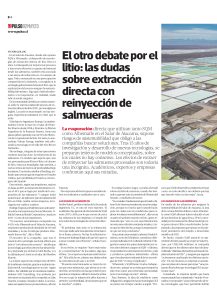 Read more about the article El otro debate por el litio: las dudas sobre extracción directa con reinyección de salmueras