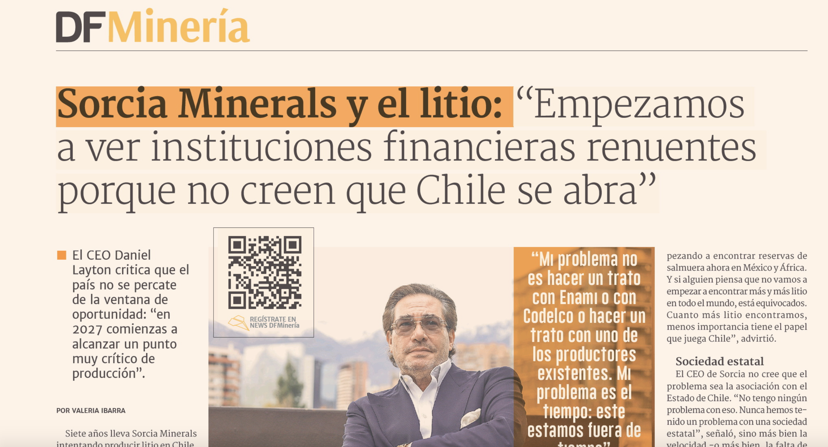 You are currently viewing Sorcia Minerals y el litio: “Empezamos a ver instituciones financieras renuentes porque no creen que Chile se abra”