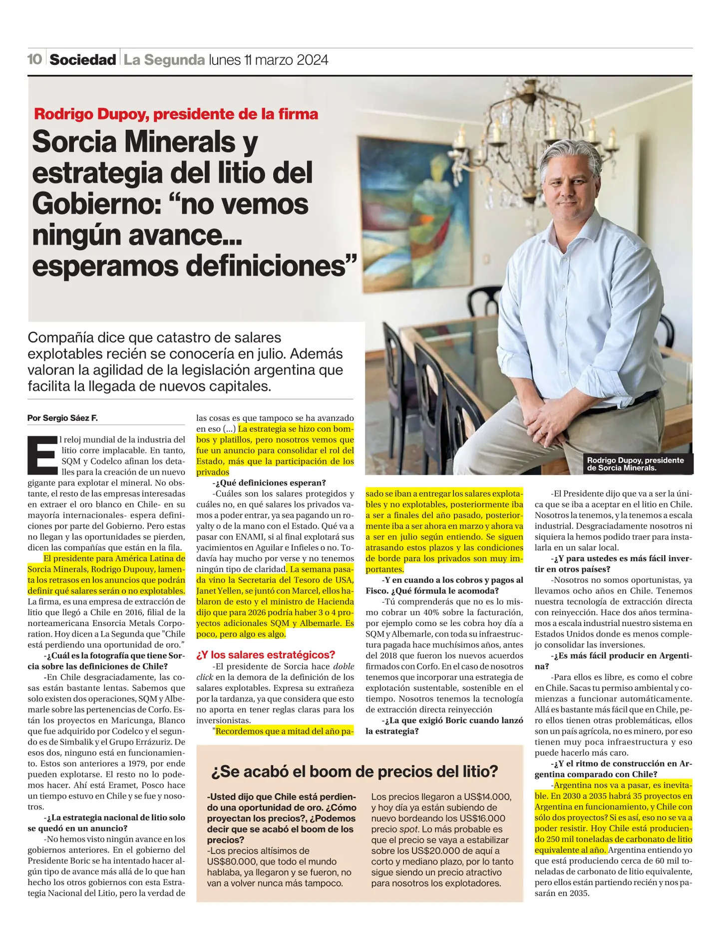 You are currently viewing Sorcia Minerals y estrategia del litio del Gobierno: “no vemos ningún avance… esperamos definiciones”